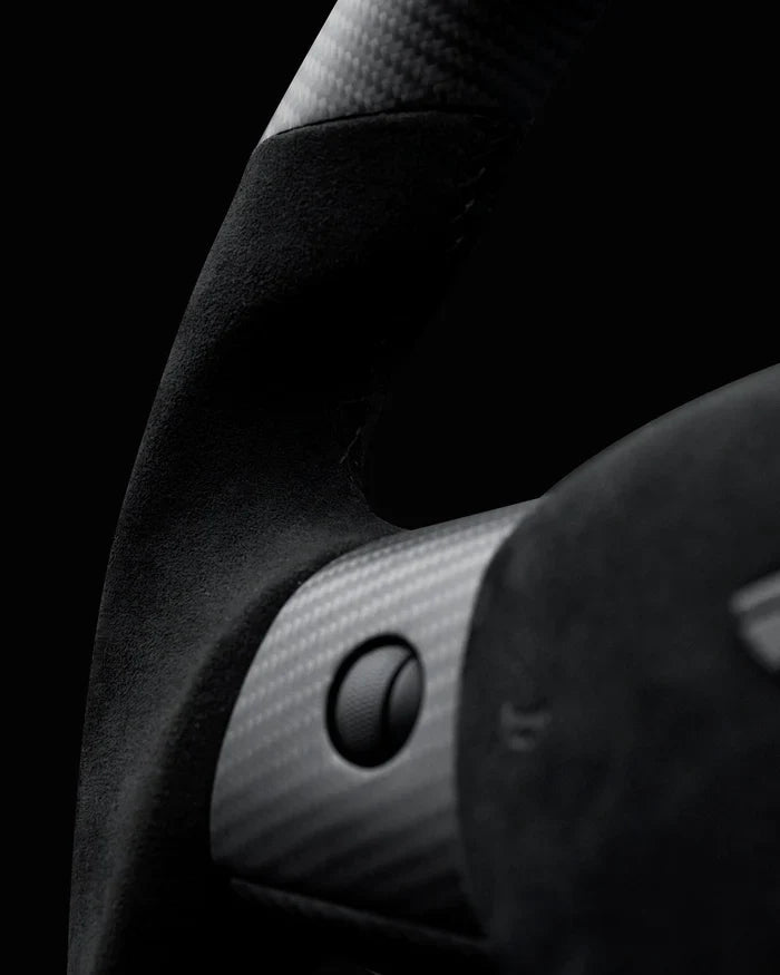 Sixth Element TESLA MODEL Y / MODEL 3 ALCANTARA FLAT BOTTOM VANTABLACK DRY CARBON STEERING WHEEL