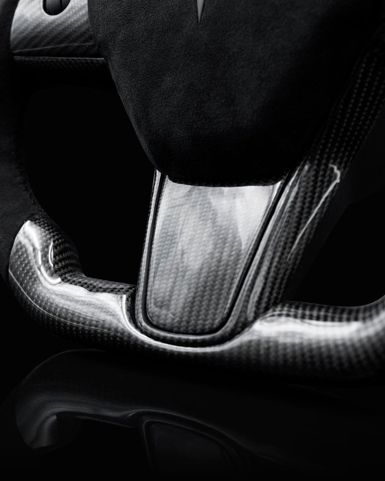 TESLA MODEL 3 / Y ALCANTARA FLAT BOTTOM VANTABLACK GLOSS CARBON STEERING WHEEL