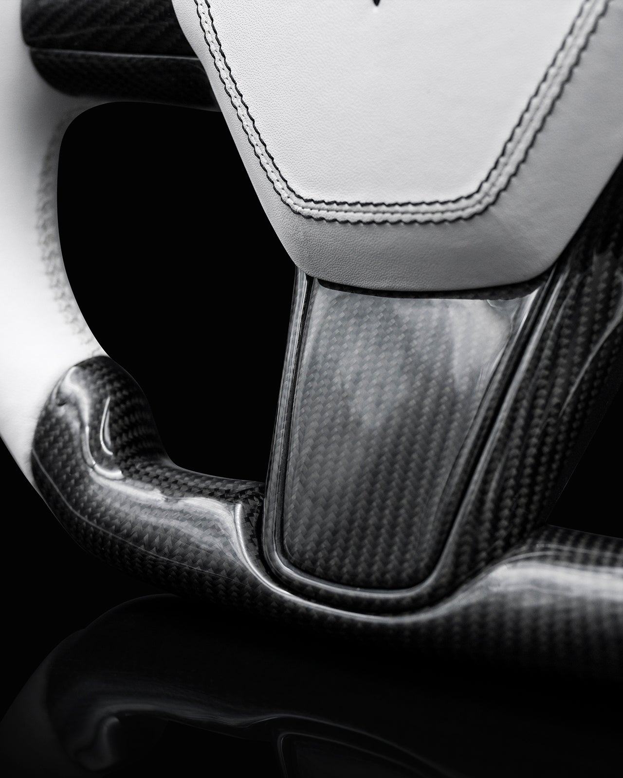 TESLA MODEL 3 / Y PCH WHITE LEATHER GLOSS CARBON STEERING WHEEL