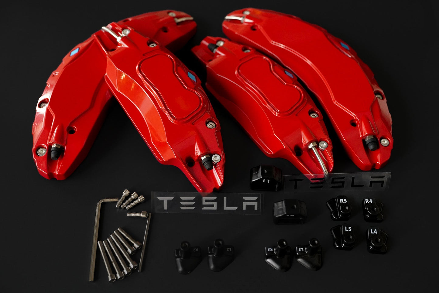 Tesla Model S Brake Caliper Covers Aluminum Front & Rear Red 2018-2021 (4PCS)