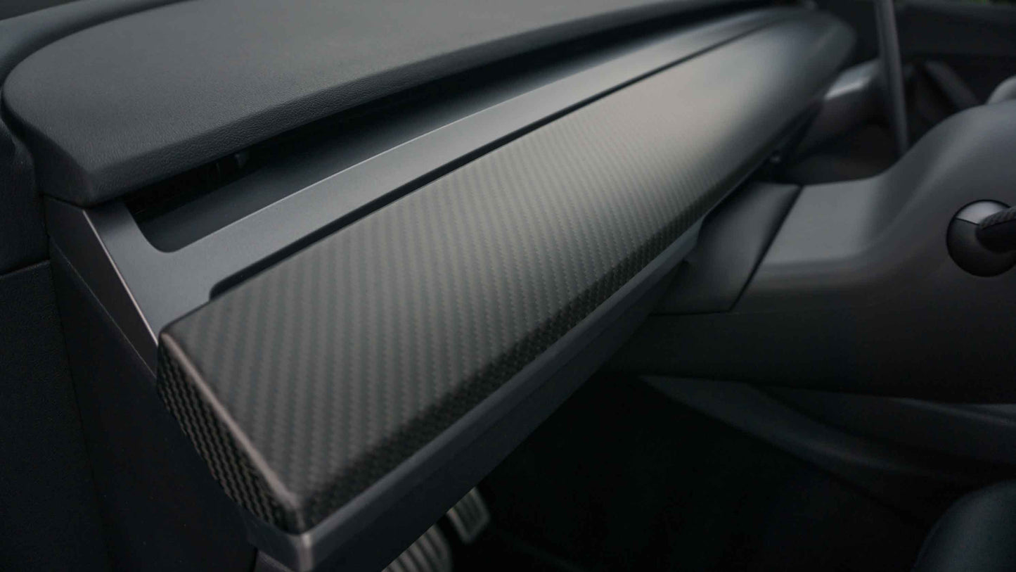 TESLA MODEL 3 & Y REAL CARBON FIBER MATTE OR GLOSS DASHBOARD COVER