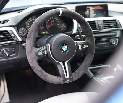 BMW F-Series Alcantara Suede Steering Wheel Cover DIY (White Stripe)