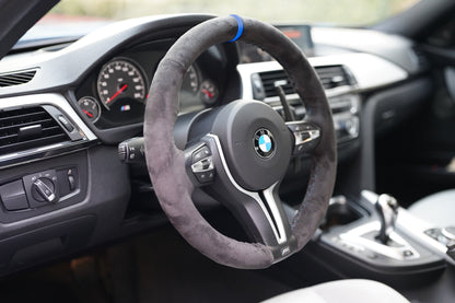 BMW F-Series Alcantara Suede Steering Wheel Cover DIY (Blue Stripe)
