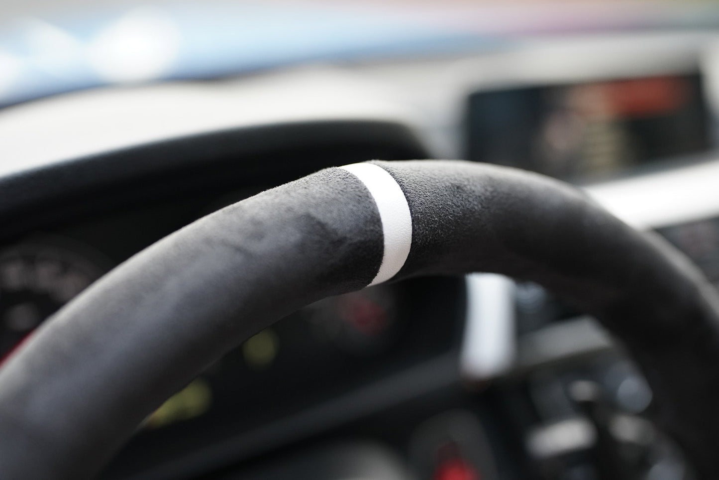 BMW F-Series Alcantara Suede Steering Wheel Cover DIY (White Stripe)