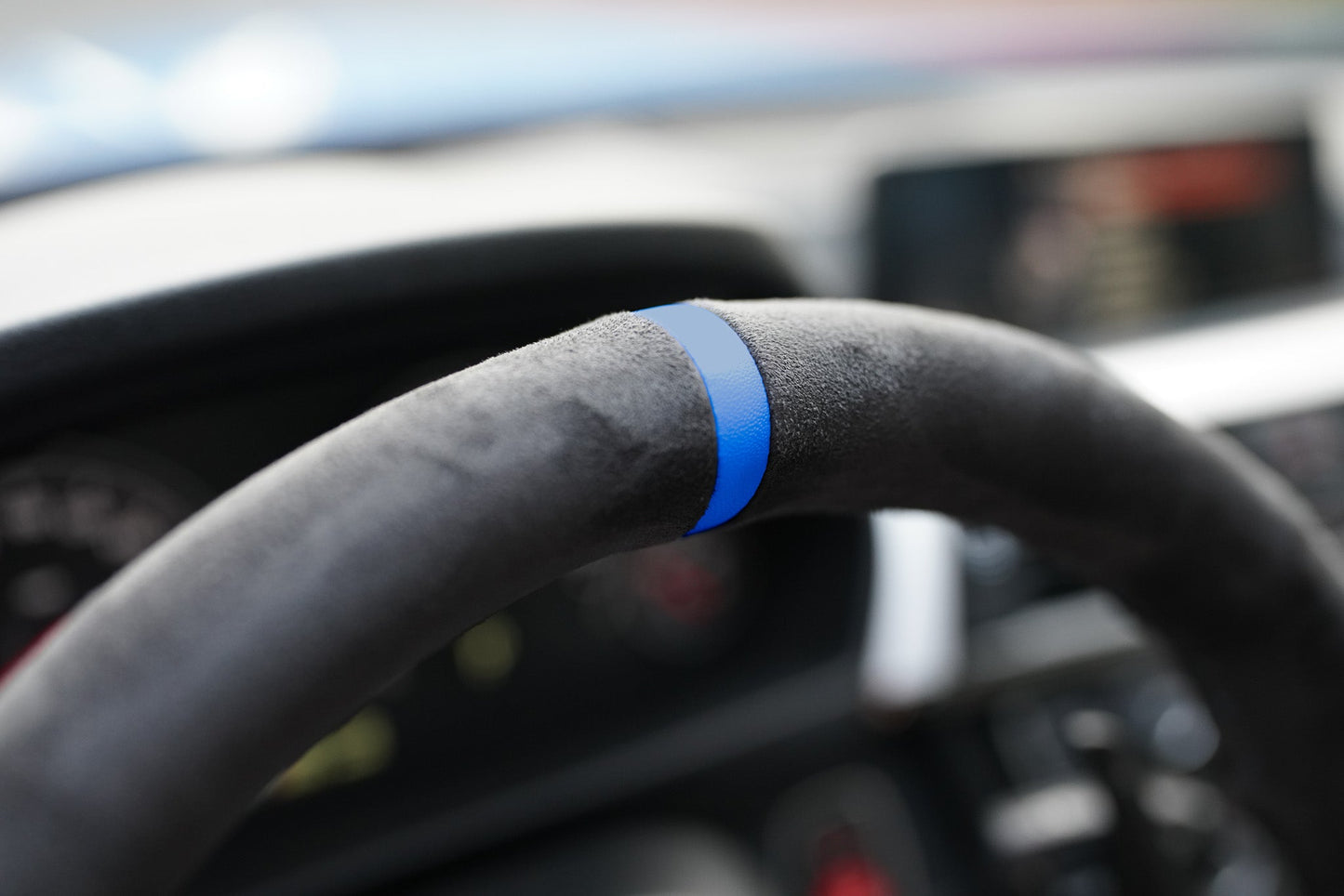 BMW F-Series Alcantara Suede Steering Wheel Cover DIY (Blue Stripe)