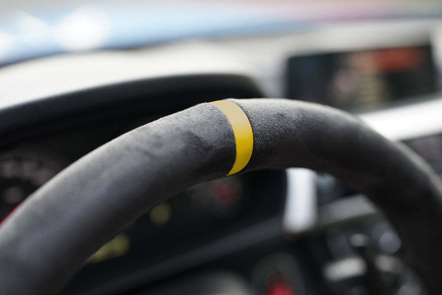 BMW F-Series Alcantara Suede Steering Wheel Cover DIY (Yellow Stripe)