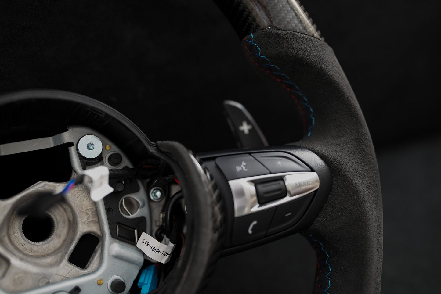 BMW Alcantara Flat Bottom Gloss Carbon Fiber Steering Wheel for F Chassis- iCBL's Signature Design for F30 F32 F80 F82 M3 M4 M2 335i 340i 328i 440i 435i