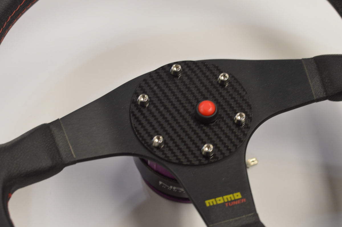CARBON FIBER ROUND NRG SPARCO Glossy Steering Wheel Horn -Cover Plate W/ Button