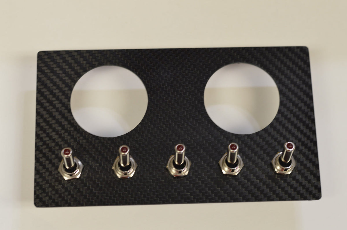 Universal Double DIN CARBON FIBER Switch Panel, Honda Civic/Acura Integra 2 Gauges 5 Switches