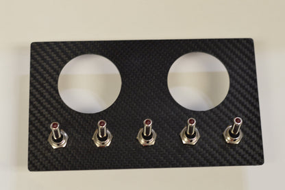 Universal Double DIN CARBON FIBER Switch Panel, Honda Civic/Acura Integra 2 Gauges 5 Switches
