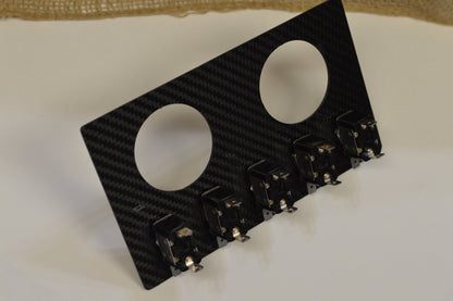 Universal Double DIN CARBON FIBER Switch Panel, Honda Civic/Acura Integra 2 Gauges 5 Switches