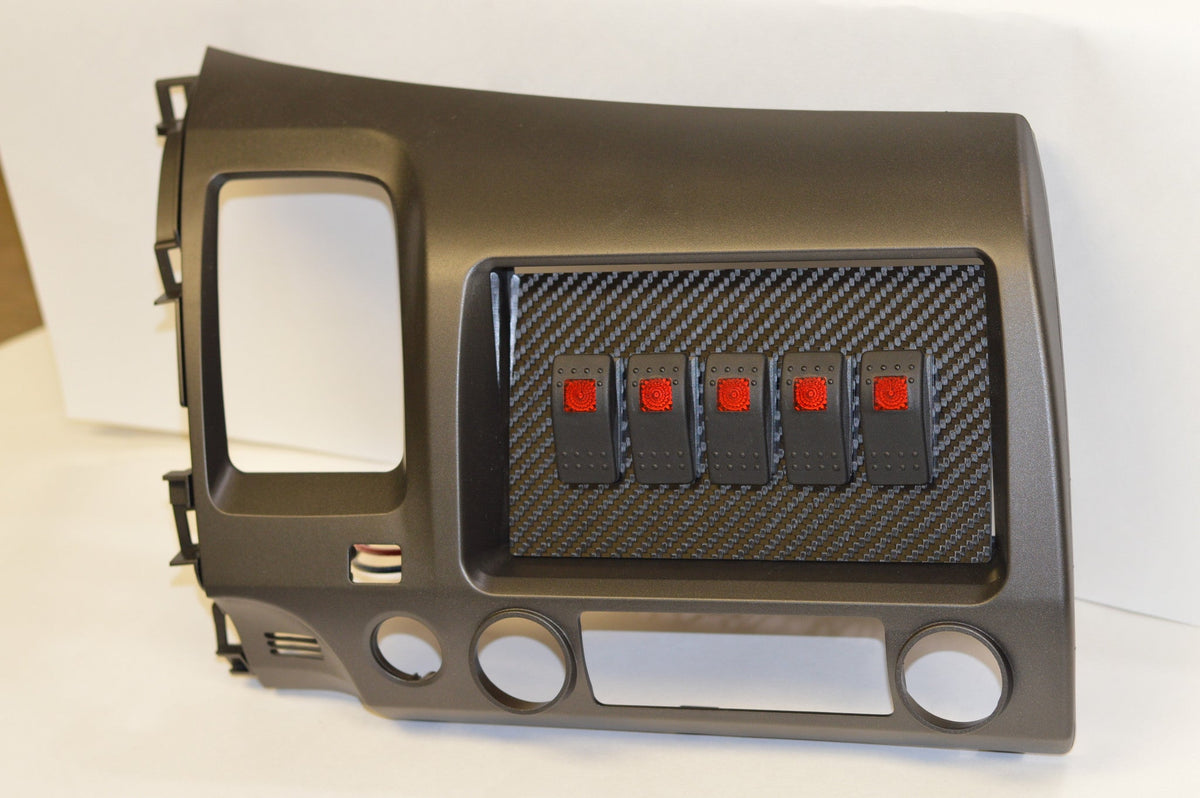 Double DIN Honda Civic 2006-2011 CARBON FIBER ROCKER SWITCH PANEL