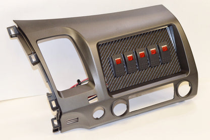 Double DIN Honda Civic 2006-2011 CARBON FIBER ROCKER SWITCH PANEL