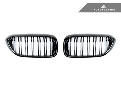 AutoTecknic Dual-Slats Gloss Black Front Grille Set - BMW G30 5-Series Pre-LCI