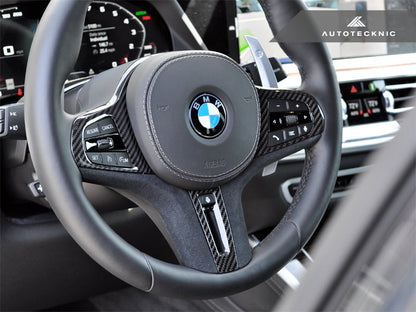AutoTecknic Carbon Alcantara Steering Wheel Trim - BMW F91/ F92/ F93 M8