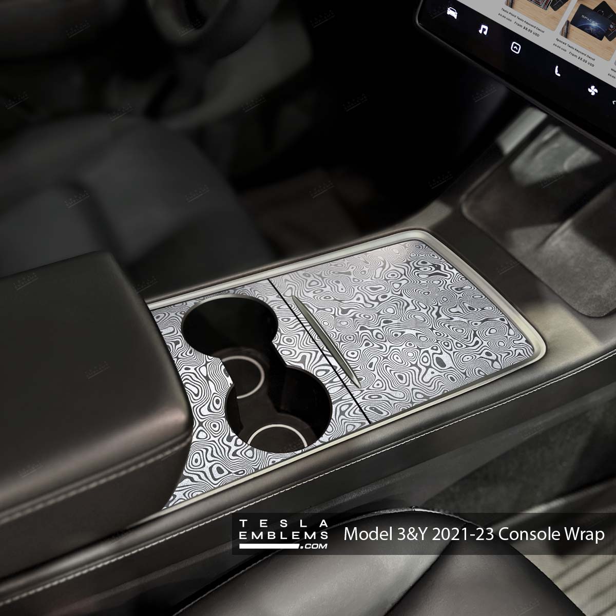 Damascus Steel | Tesla Center Console Wrap Kit | Model 3 '21-24