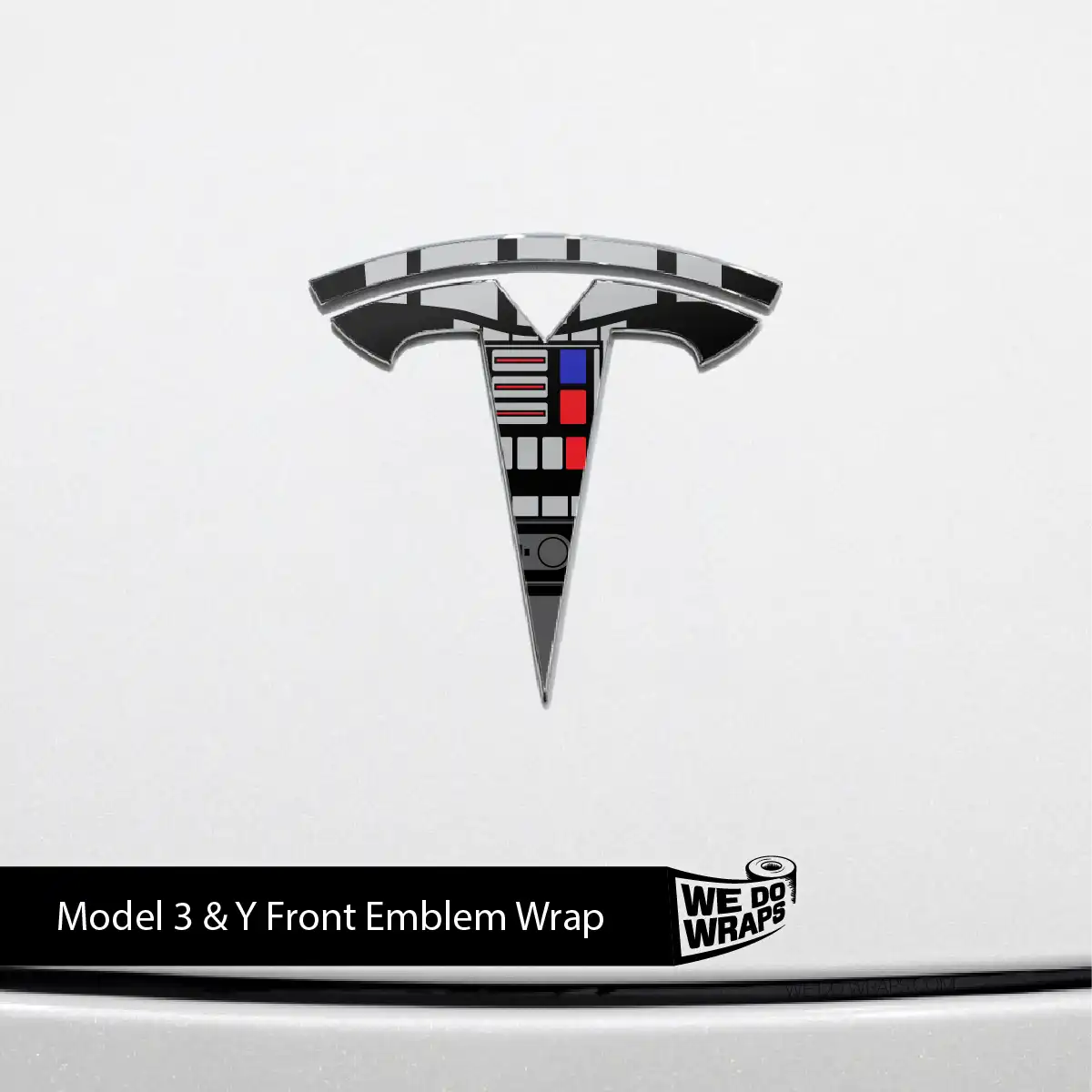 Darth Control Panel Tesla Emblem Decals (Front + Back) | Model Y