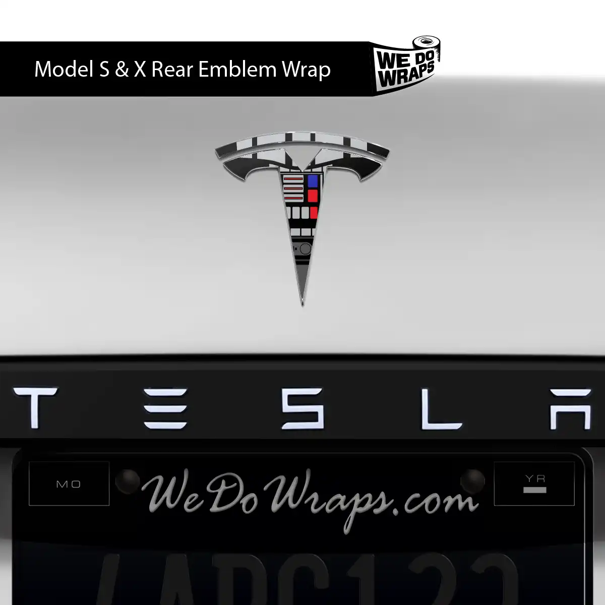 Darth Control Panel Tesla Emblem Decals (Front + Back) | Model S
