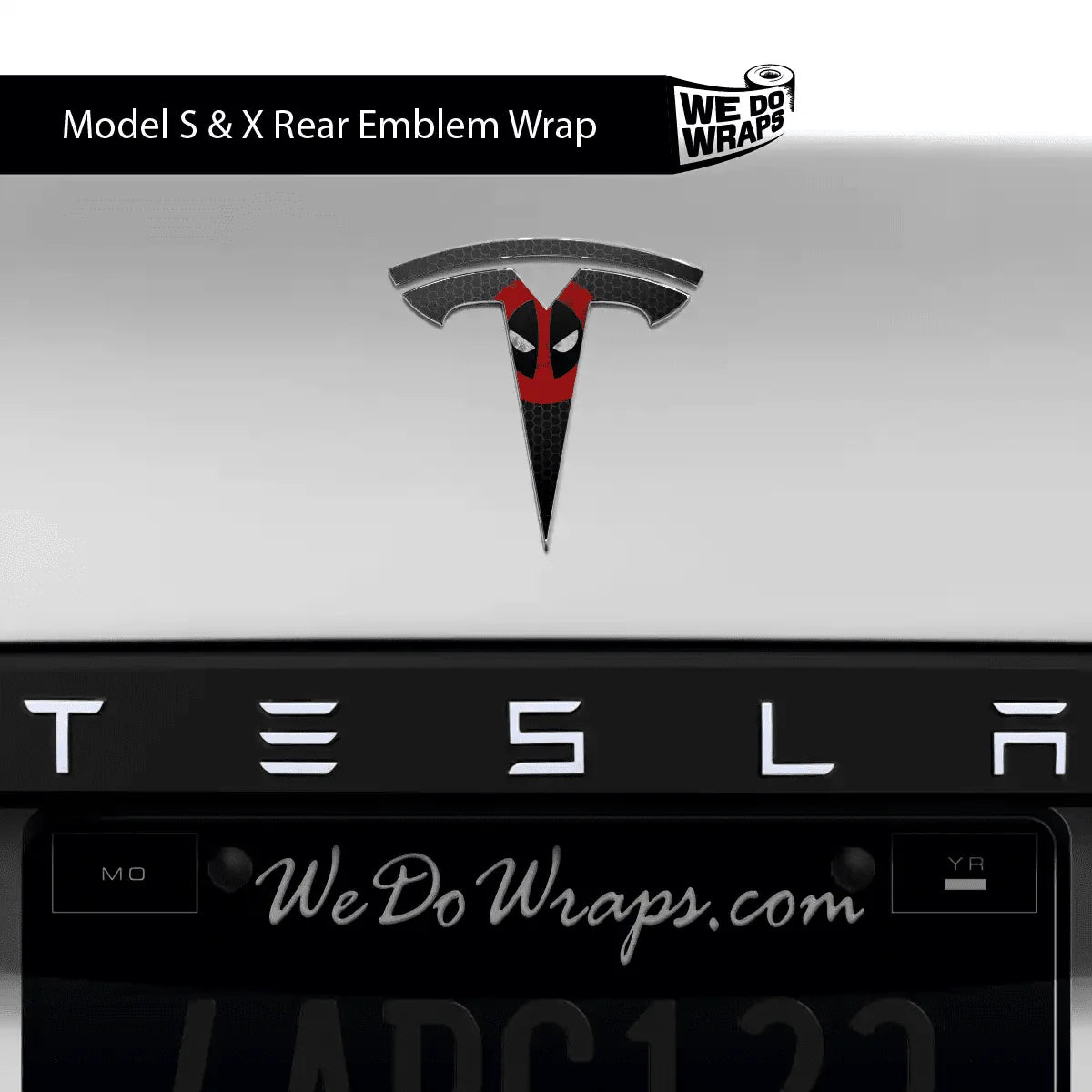 Dead Pool Tesla Emblem Decals (Front + Back) | Model X