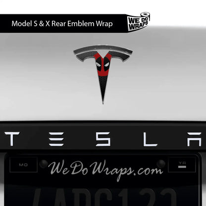 Dead Pool Tesla Emblem Decals (Front + Back) | Model S