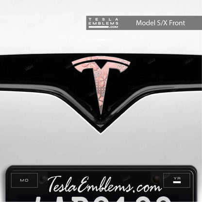 Cherry Blossoms Tesla Emblem Decals (Front + Back) | Model S