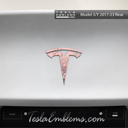 Cherry Blossoms Tesla Emblem Decals (Front + Back) | Model 3
