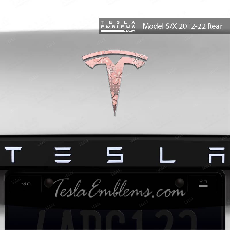 Cherry Blossoms Tesla Emblem Decals (Front + Back) | Model S