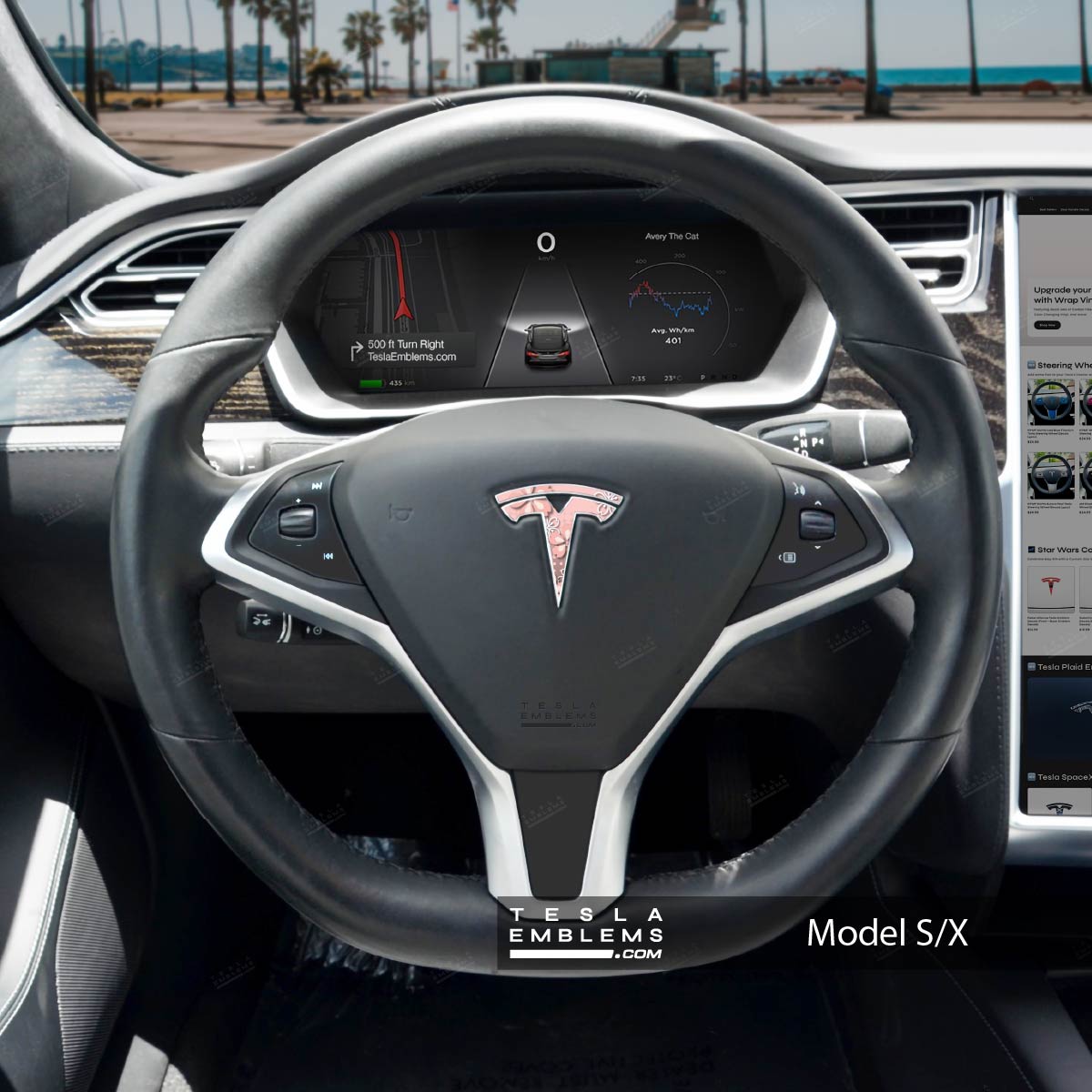 Cherry Blossoms Tesla Steering Wheel Wrap | Model S