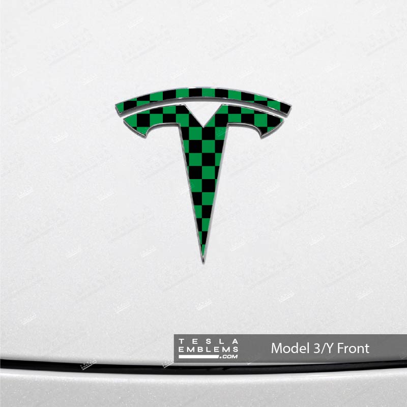 Ichimatsu Pattern Tesla Emblem Decals (Front + Back) | Model 3