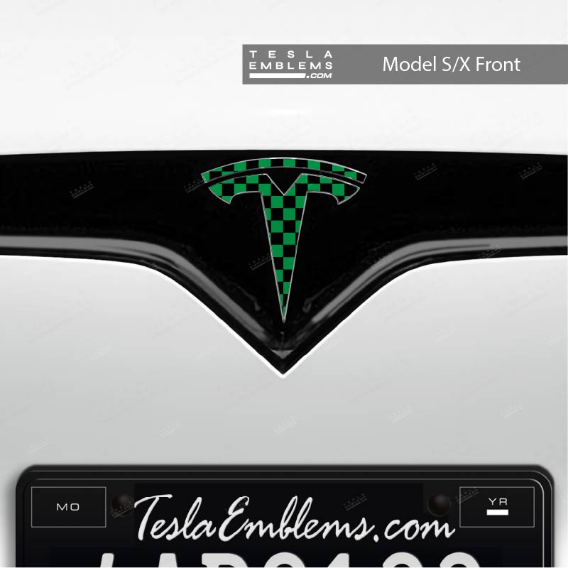Ichimatsu Pattern Tesla Emblem Decals (Front + Back) | Model X