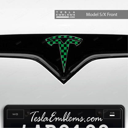 Ichimatsu Pattern Tesla Emblem Decals (Front + Back) | Model X