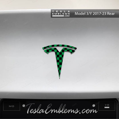 Ichimatsu Pattern Tesla Emblem Decals (Front + Back) | Model 3