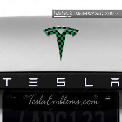 Ichimatsu Pattern Tesla Emblem Decals (Front + Back) | Model X