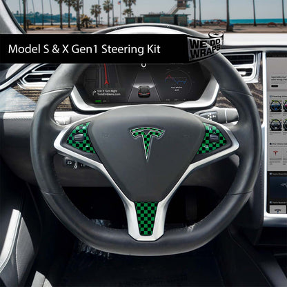 Ichimatsu Pattern Tesla Steering Wheel Wrap | Model X