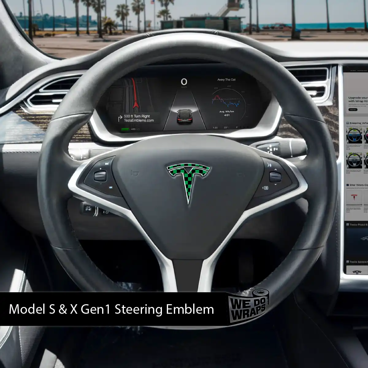 Ichimatsu Pattern Tesla Steering Wheel Wrap | Model X