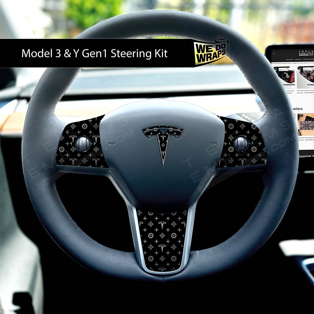Designer Pattern Tesla Edition Tesla Steering Wheel Wrap | M3 2017-Jan 2024