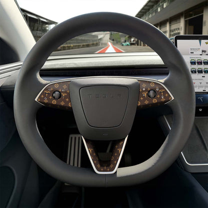 Designer Pattern Tesla Edition Tesla Steering Wheel Trim Decal Kit (3pcs) | Model 3