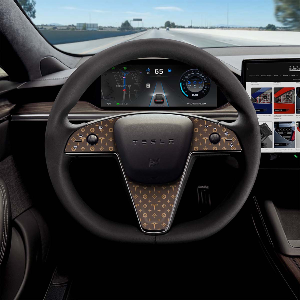Designer Pattern Tesla Edition Tesla Steering Wheel Trim Decal Kit (3pcs) | Model S ’21-26