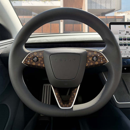 Designer Pattern Tesla Edition Tesla Steering Wheel Trim Decal Kit (3pcs) | Model 3