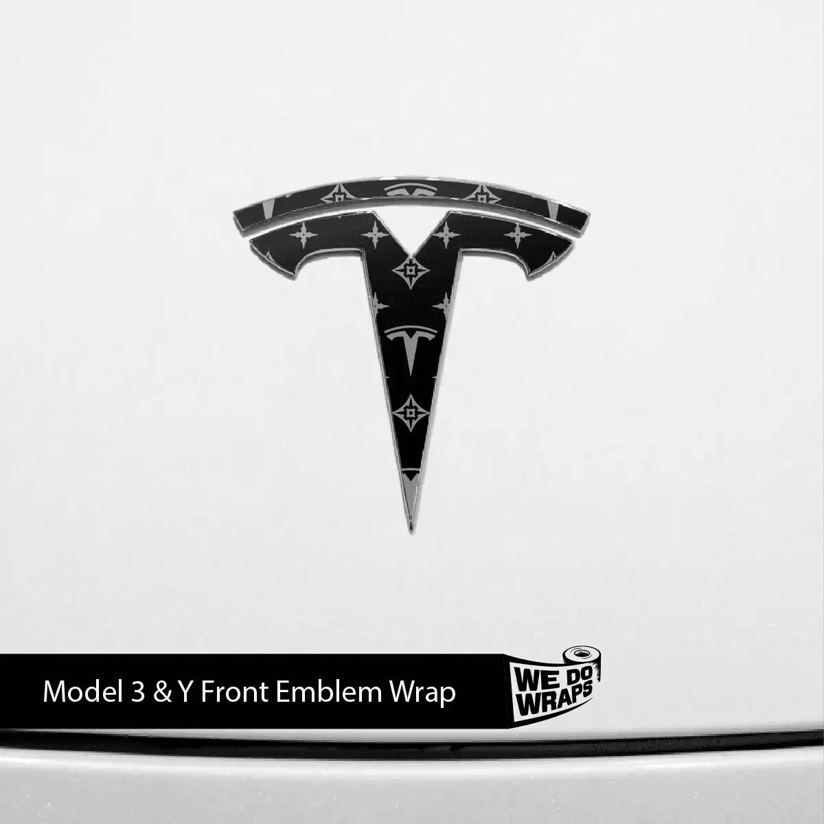 Designer Tesla Edition Pattern Tesla Emblem Decals (Front + Back) | Model 3