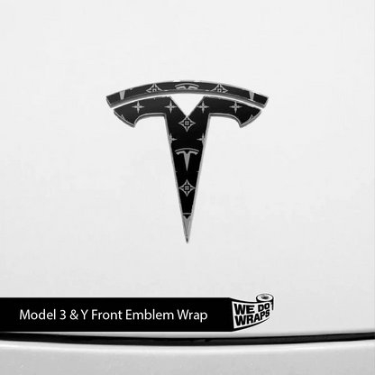 Designer Tesla Edition Pattern Tesla Emblem Decals (Front + Back) | Model Y