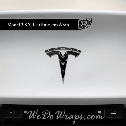 Designer Tesla Edition Pattern Tesla Emblem Decals (Front + Back) | Model 3