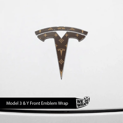 Designer Tesla Edition Pattern Tesla Emblem Decals (Front + Back) | Model Y