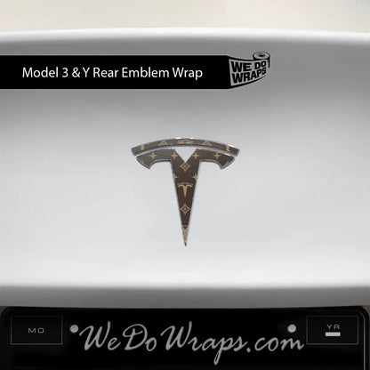 Designer Tesla Edition Pattern Tesla Emblem Decals (Front + Back) | Model 3