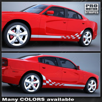 Dodge Charger 2011-2014 Checkered Flag Rocker Panel Side Stripes