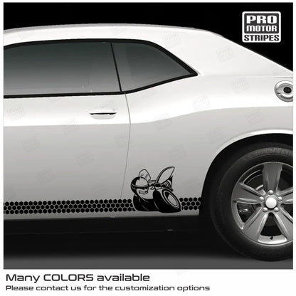 Dodge Challenger 2008-2023 Honey Comb Scat Pack Bee Rocker Side Decal Stripes