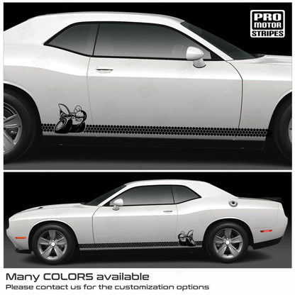 Dodge Challenger 2008-2023 Honey Comb Scat Pack Bee Rocker Side Decal Stripes