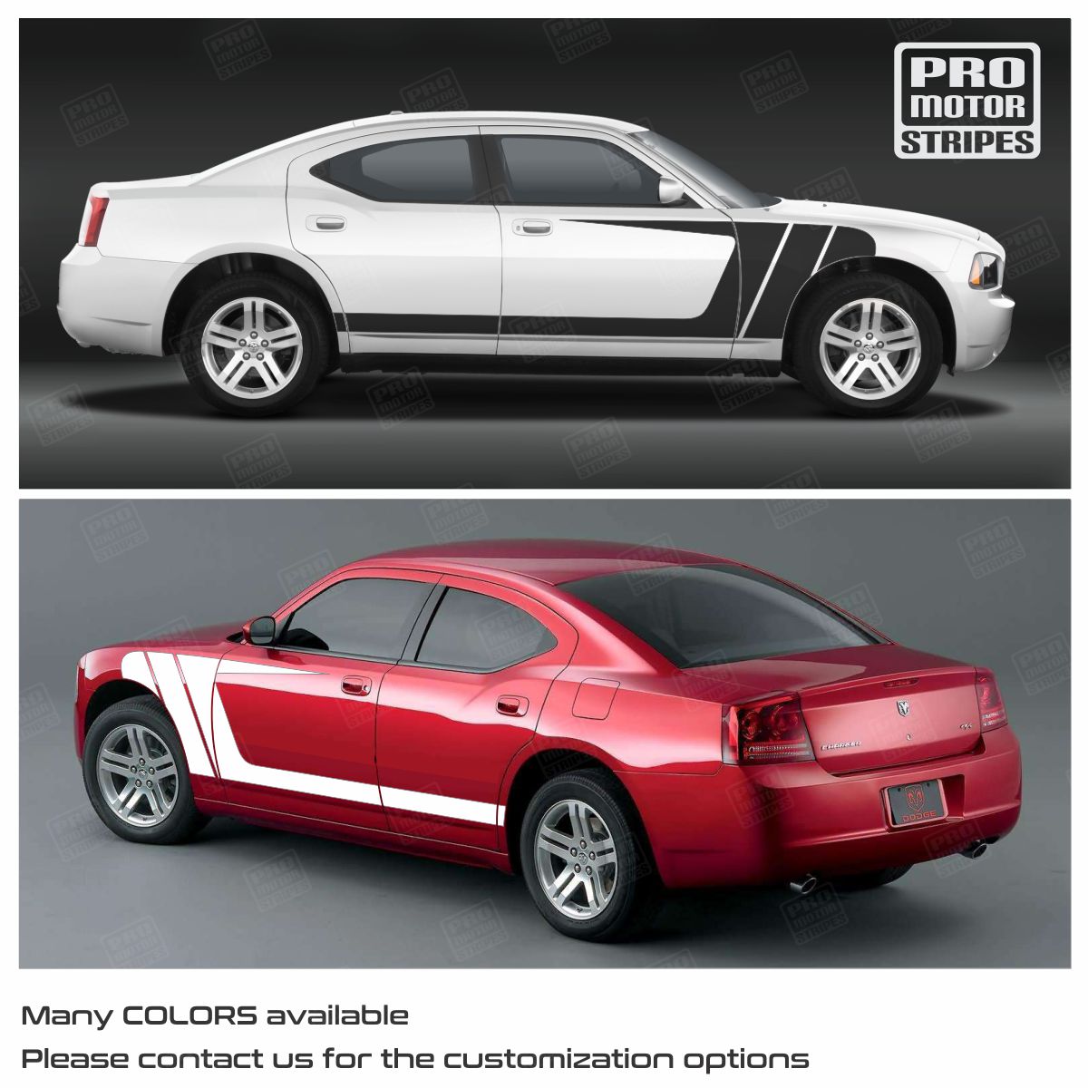 Dodge Charger 2006-2010 Rocker Hash Side Accent Decals Stripes