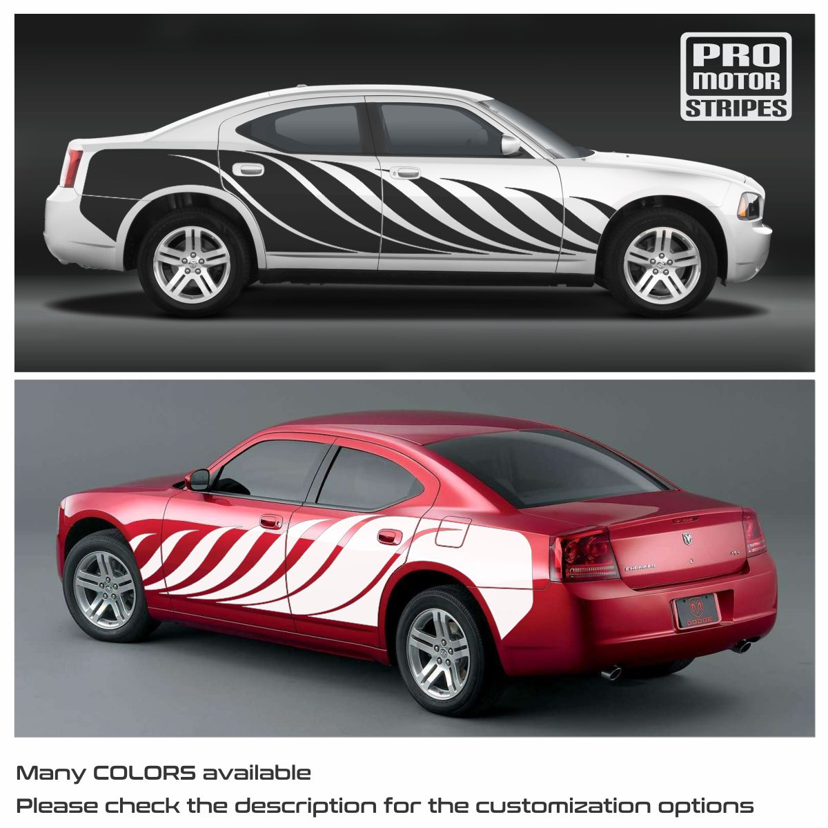 Dodge Charger 2006-2010 Twister Spiral Side Decals Stripes