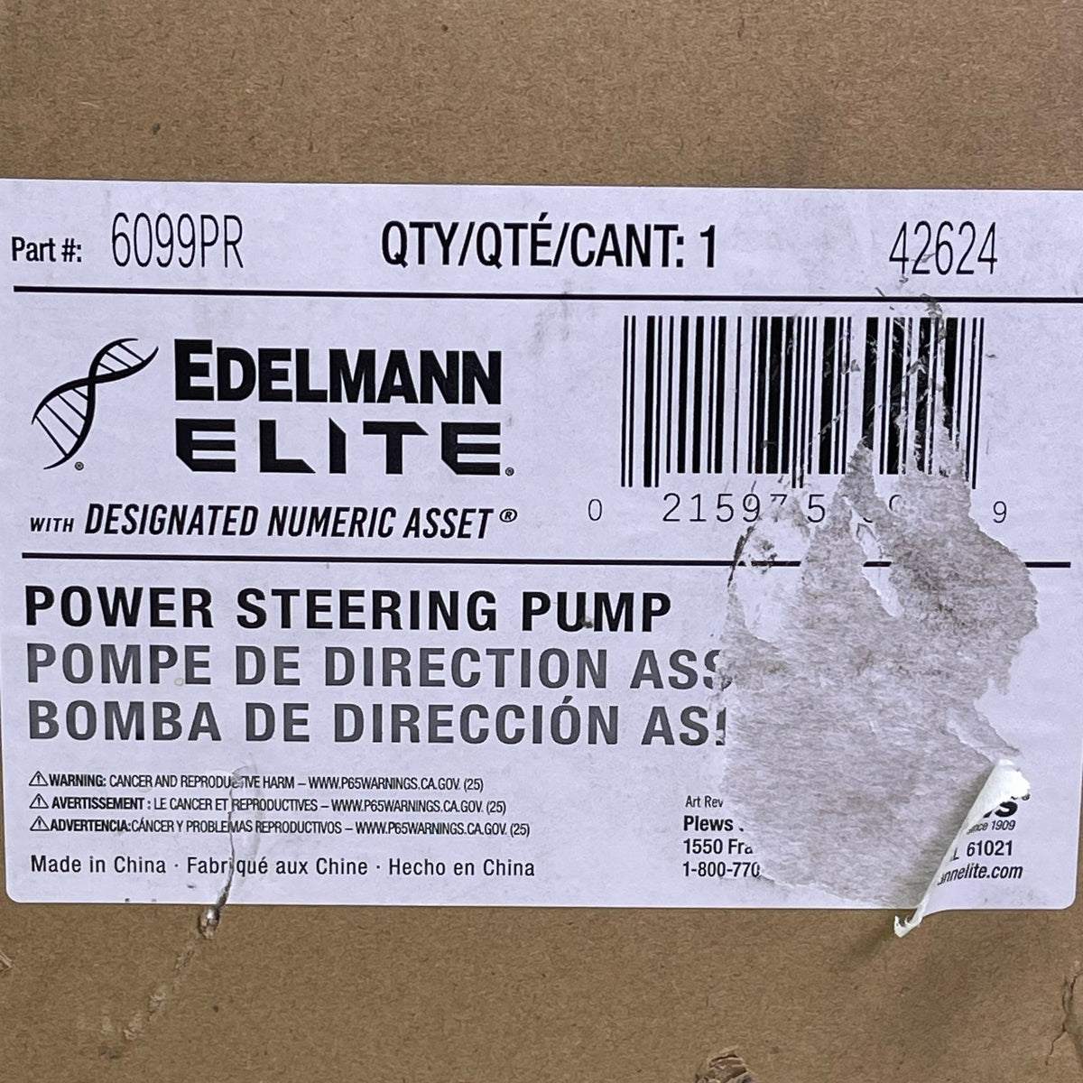 EDELMANN ELITE Power Steering Pump for Toyota w/ Pulley & Reservoir 6099PR